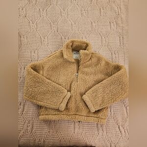 HOLISTER  Tan Sherpa Womens 1/4 Zip Teddybear Jacket S